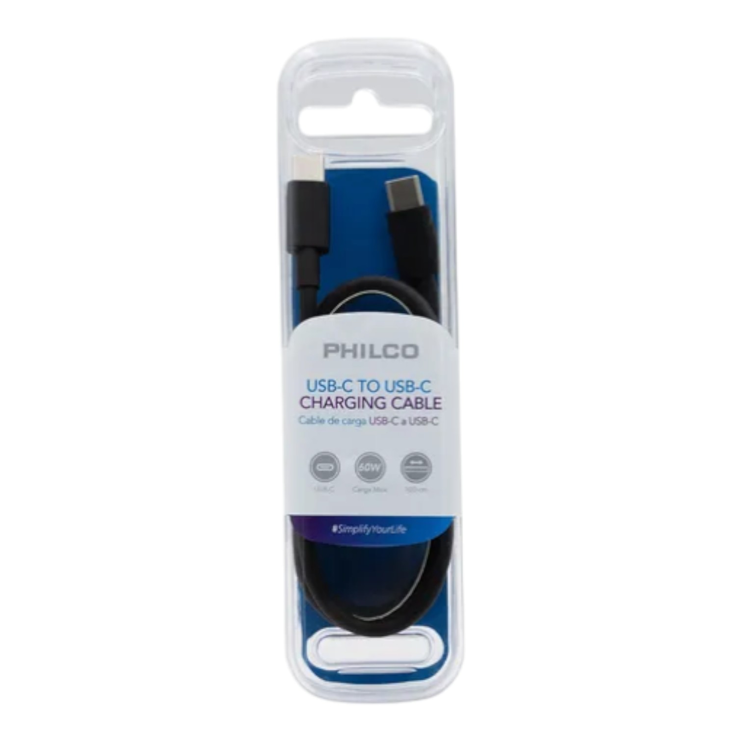 Cables USB PHILCO Cable de Carga USB-C a USB-C 1mt 60W Negro ETCHILE PHILCO Cable de Carga USB-C a USB-C 1mt 60W Negro - Imagen 3
