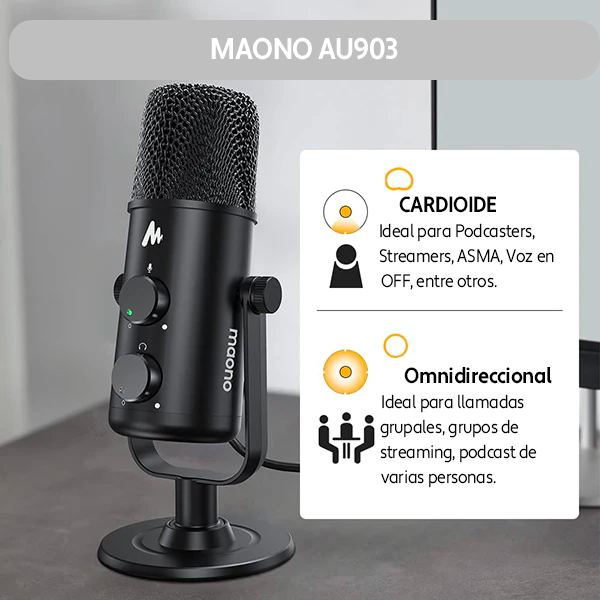 Audio y Streaming MAONO Micrófono Profesional MAONO STUDIO FAIRY AU-903 Omnidireccional Premium USB ETCHILE MAONO Micrófono Profesional MAONO STUDIO FAIRY AU-903 Omnidireccional Premium USB - Imagen 6