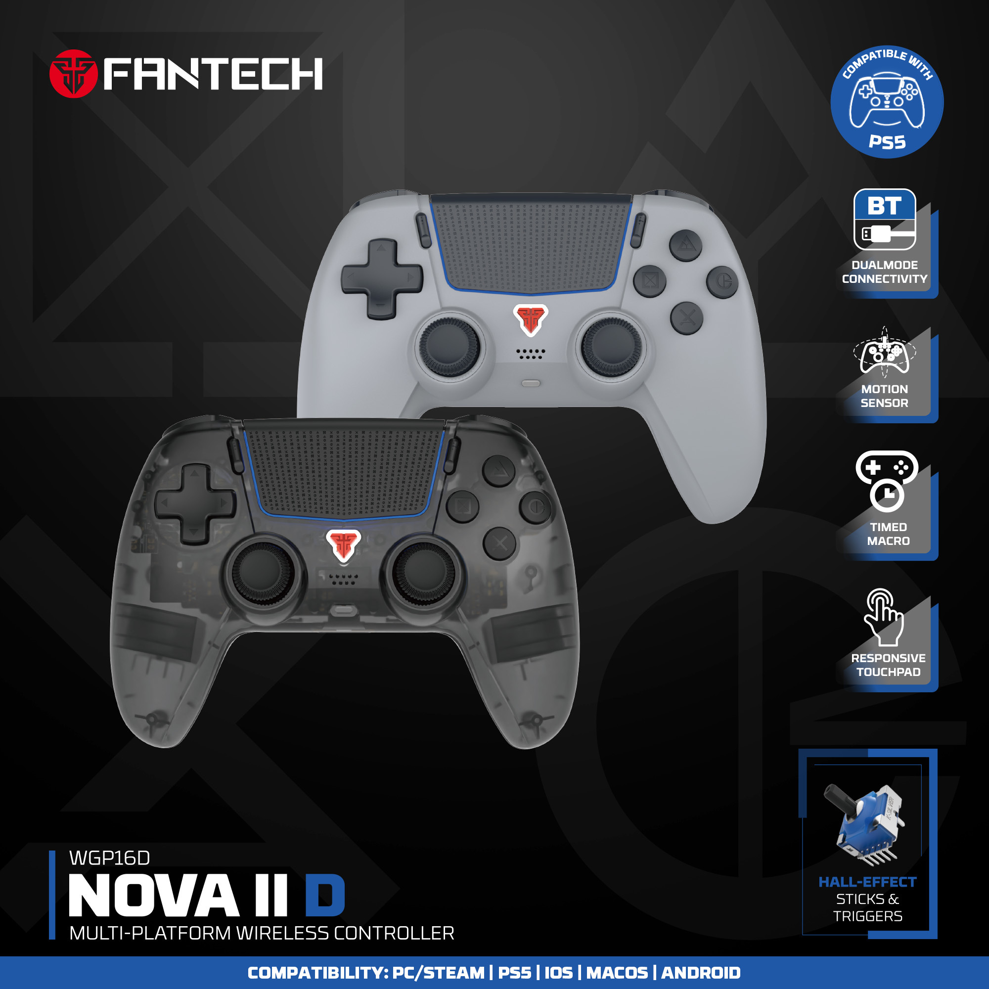 Controles y Game Pads Fantech Control Inalámbrico GAMEPAD WGP16D NOVA II Black PS5 Nativo ETCHILE Fantech Control Inalámbrico GAMEPAD WGP16D NOVA II Black PS5 Nativo - Imagen 11