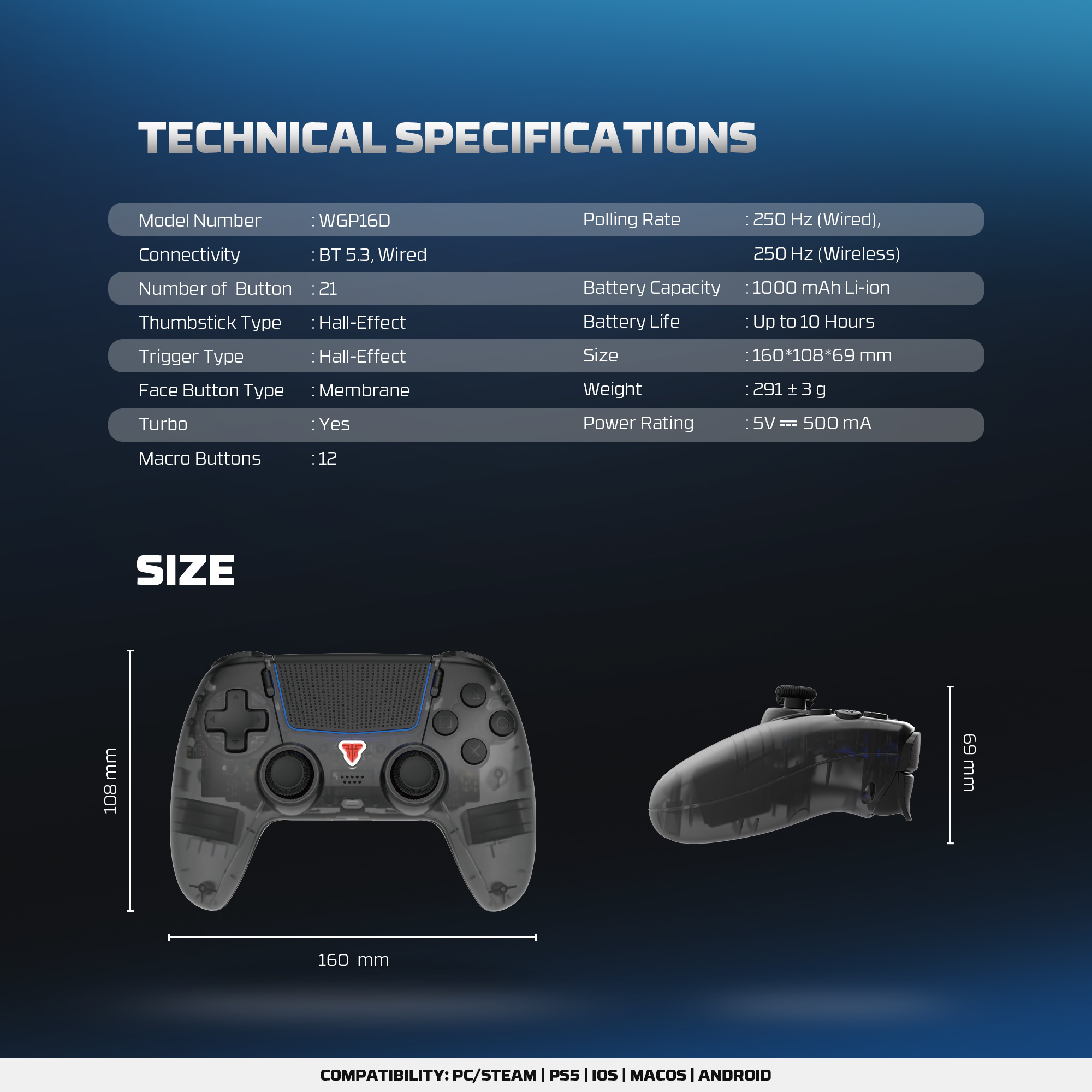 Controles y Game Pads Fantech Control Inalámbrico GAMEPAD WGP16D NOVA II Black PS5 Nativo ETCHILE Fantech Control Inalámbrico GAMEPAD WGP16D NOVA II Black PS5 Nativo - Imagen 13