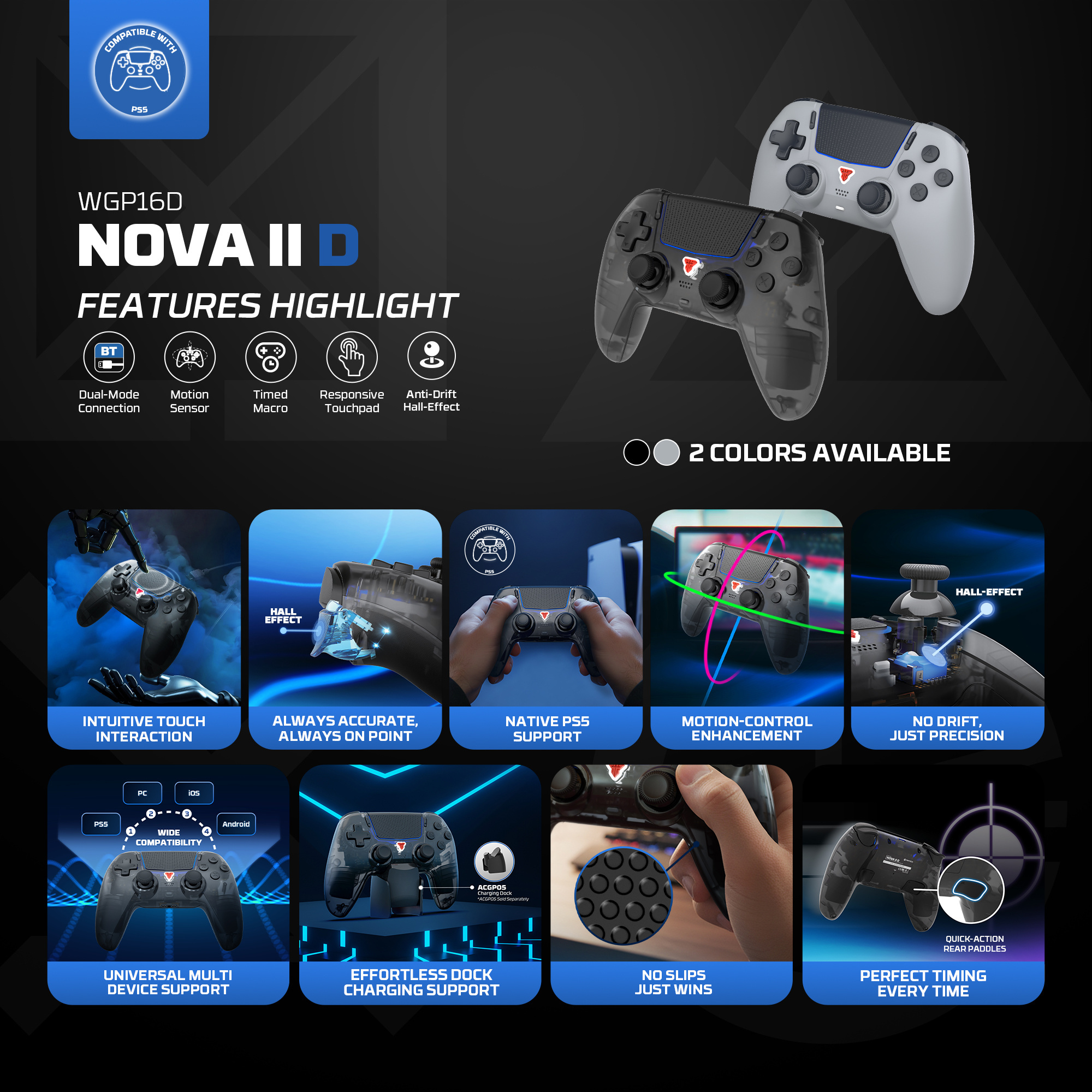 Controles y Game Pads Fantech Control Inalámbrico GAMEPAD WGP16D NOVA II Black PS5 Nativo ETCHILE Fantech Control Inalámbrico GAMEPAD WGP16D NOVA II Black PS5 Nativo - Imagen 22