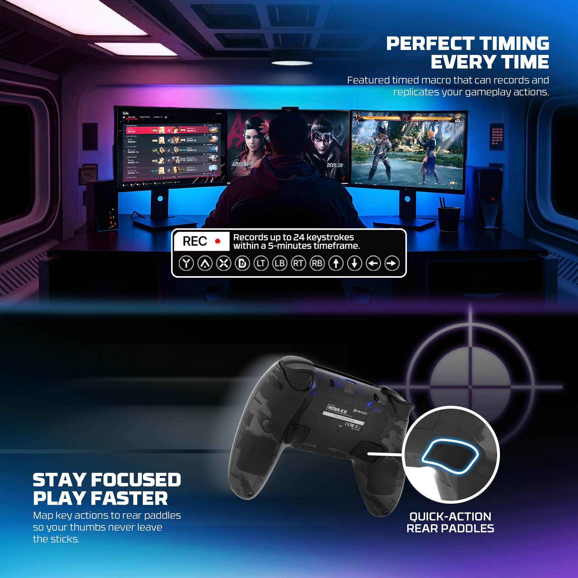 Controles y Game Pads Fantech Control Inalámbrico GAMEPAD WGP16D NOVA II Black PS5 Nativo ETCHILE Fantech Control Inalámbrico GAMEPAD WGP16D NOVA II Black PS5 Nativo - Imagen 15