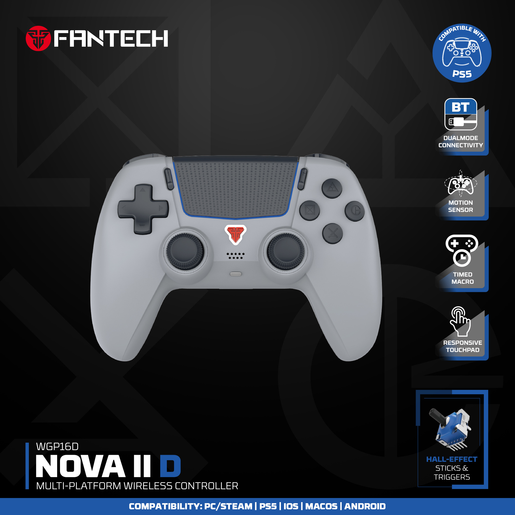 Controles y Game Pads Fantech Control Inalámbrico GAMEPAD WGP16D NOVA II Gray PS5 Nativo ETCHILE Fantech Control Inalámbrico GAMEPAD WGP16D NOVA II Gray PS5 Nativo - Imagen 20