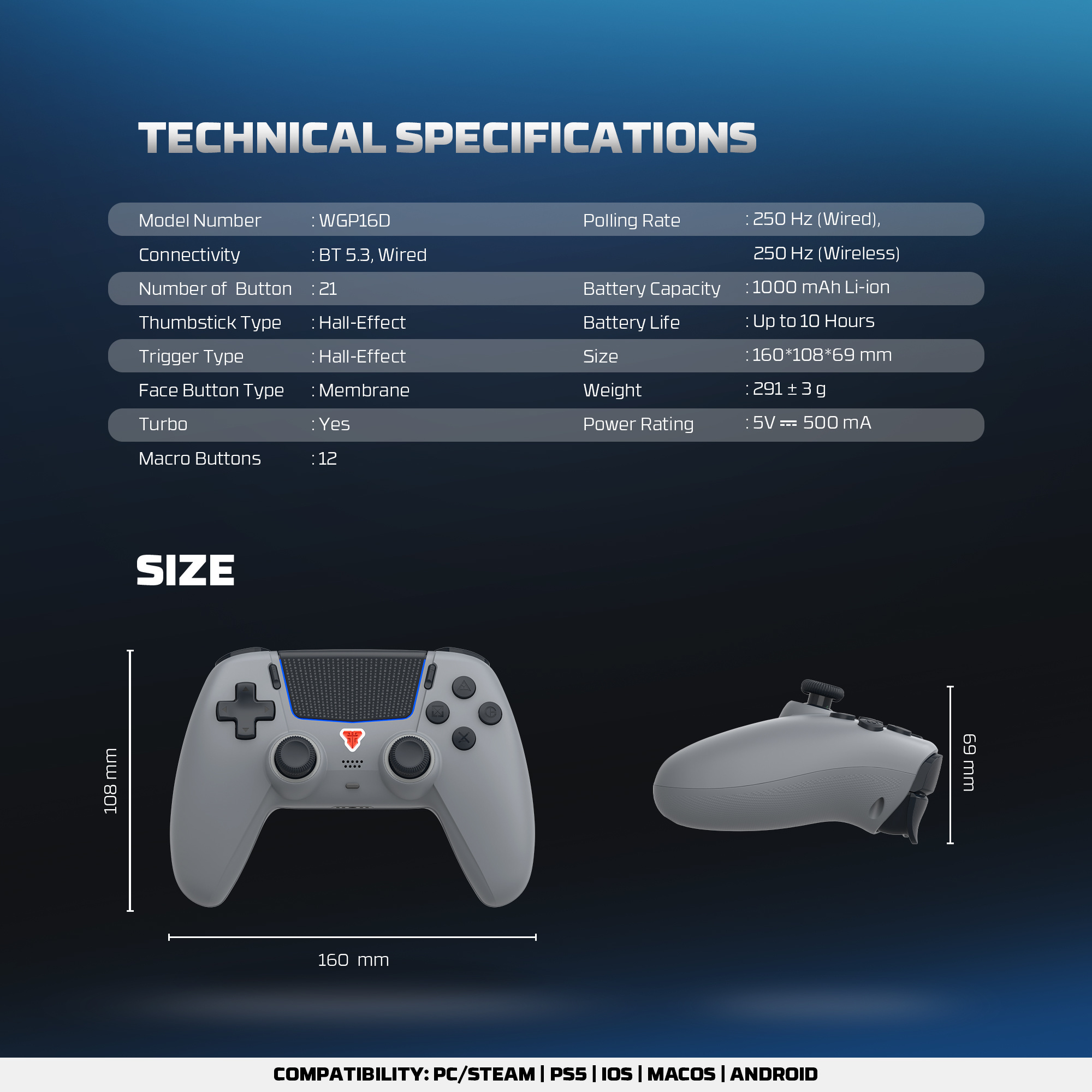Controles y Game Pads Fantech Control Inalámbrico GAMEPAD WGP16D NOVA II Gray PS5 Nativo ETCHILE Fantech Control Inalámbrico GAMEPAD WGP16D NOVA II Gray PS5 Nativo - Imagen 10