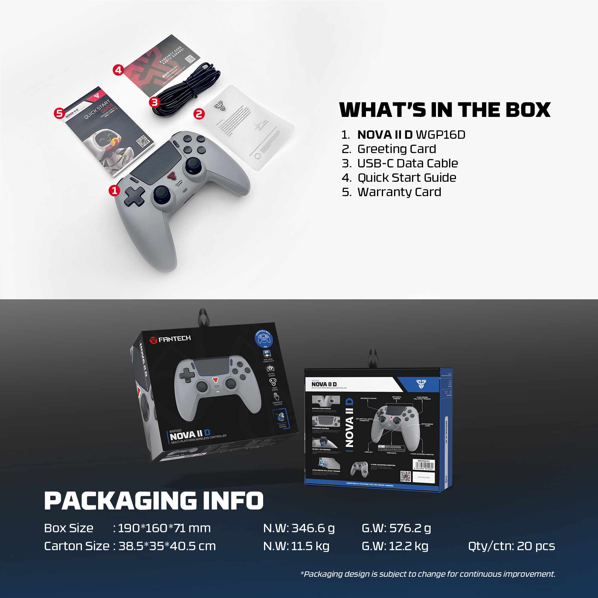 Controles y Game Pads Fantech Control Inalámbrico GAMEPAD WGP16D NOVA II Gray PS5 Nativo ETCHILE Fantech Control Inalámbrico GAMEPAD WGP16D NOVA II Gray PS5 Nativo - Imagen 9