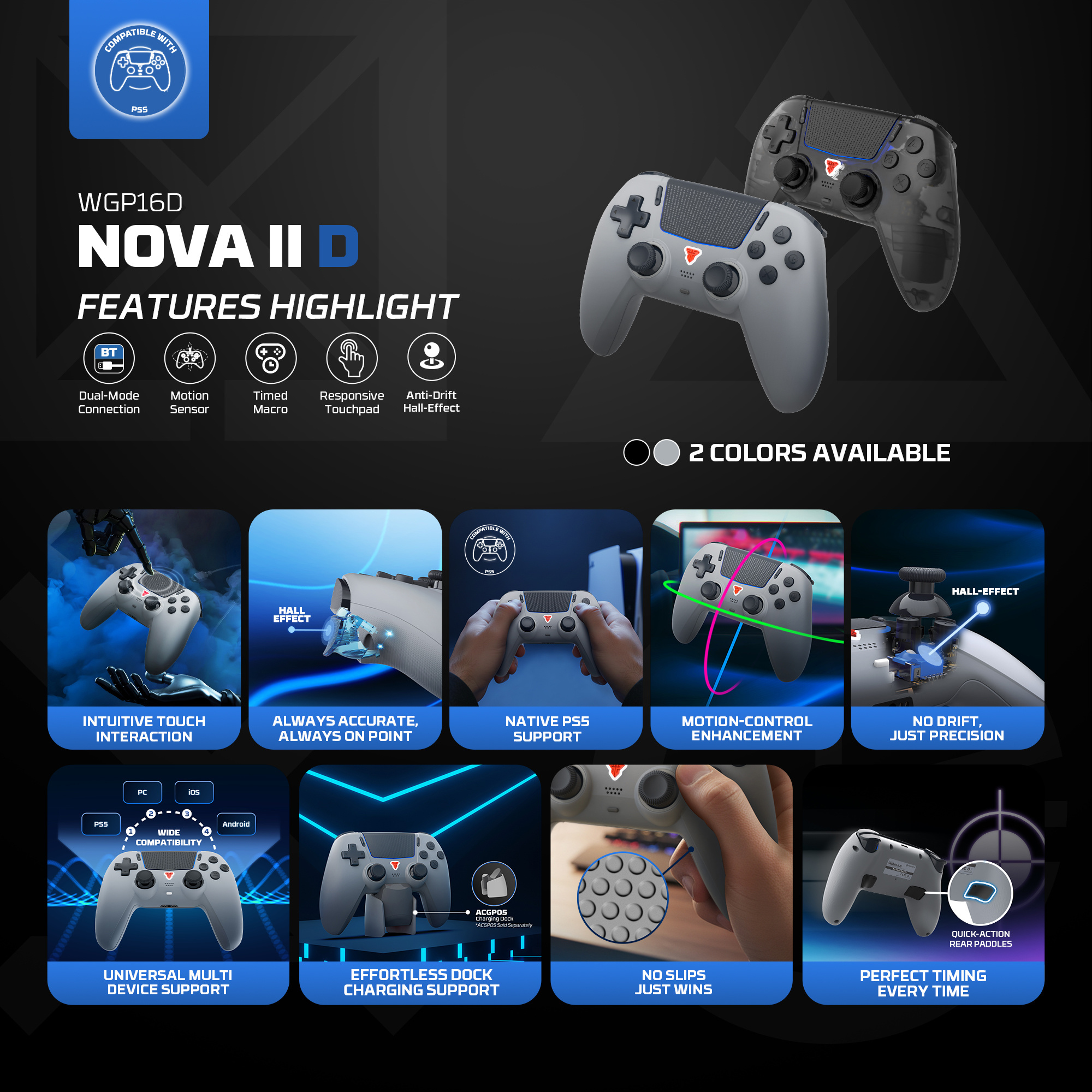 Controles y Game Pads Fantech Control Inalámbrico GAMEPAD WGP16D NOVA II Gray PS5 Nativo ETCHILE Fantech Control Inalámbrico GAMEPAD WGP16D NOVA II Gray PS5 Nativo - Imagen 19