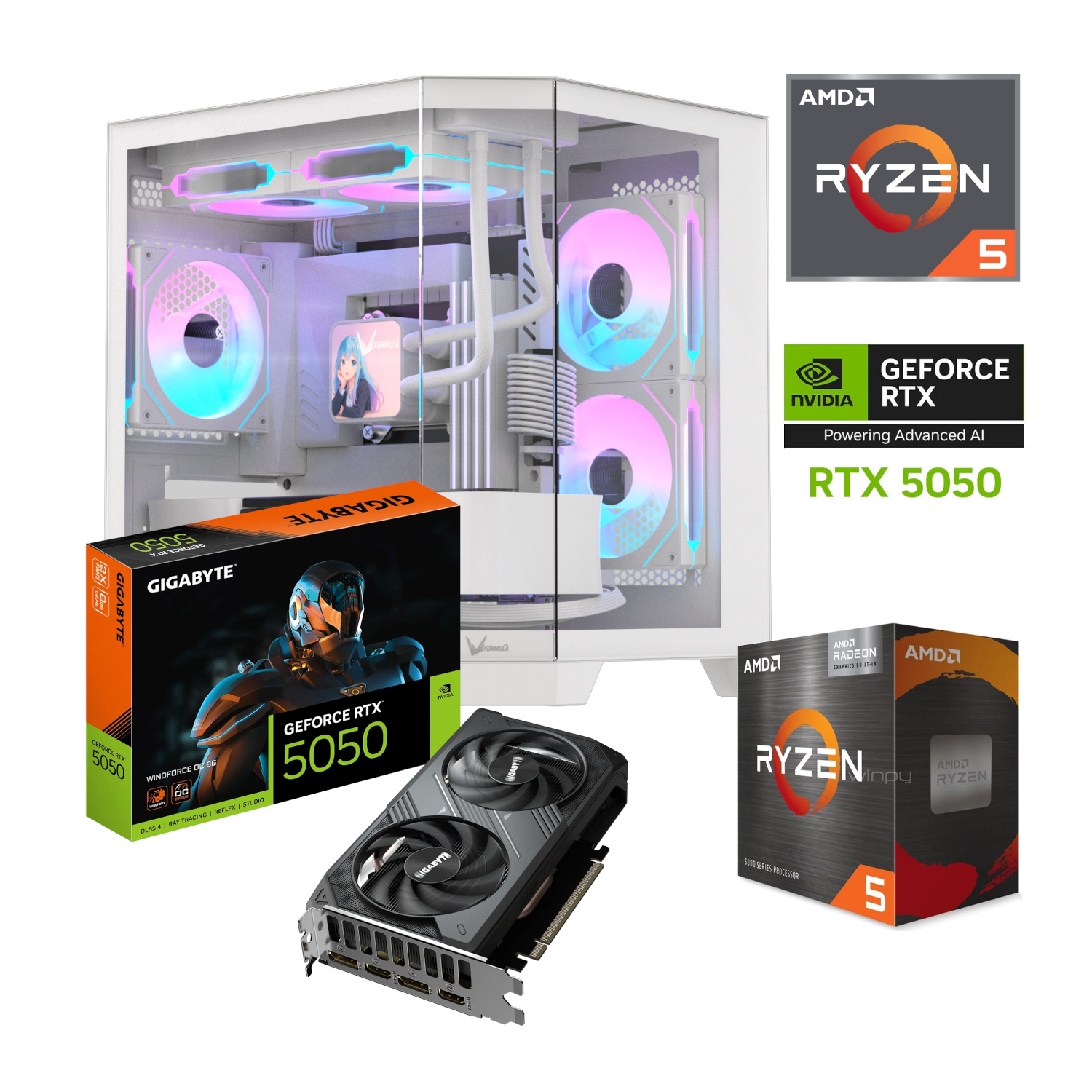 AMD Serie 5000 PC GAMER AMD RYZEN 5 5500 GPU RTX 5050 16GB RAM DDR4 480GB SSD M2 550W W11 PRO ETCHILE PC GAMER AMD RYZEN 5 5500 GPU RTX 5050 16GB RAM DDR4 480GB SSD M2 550W W11 PRO