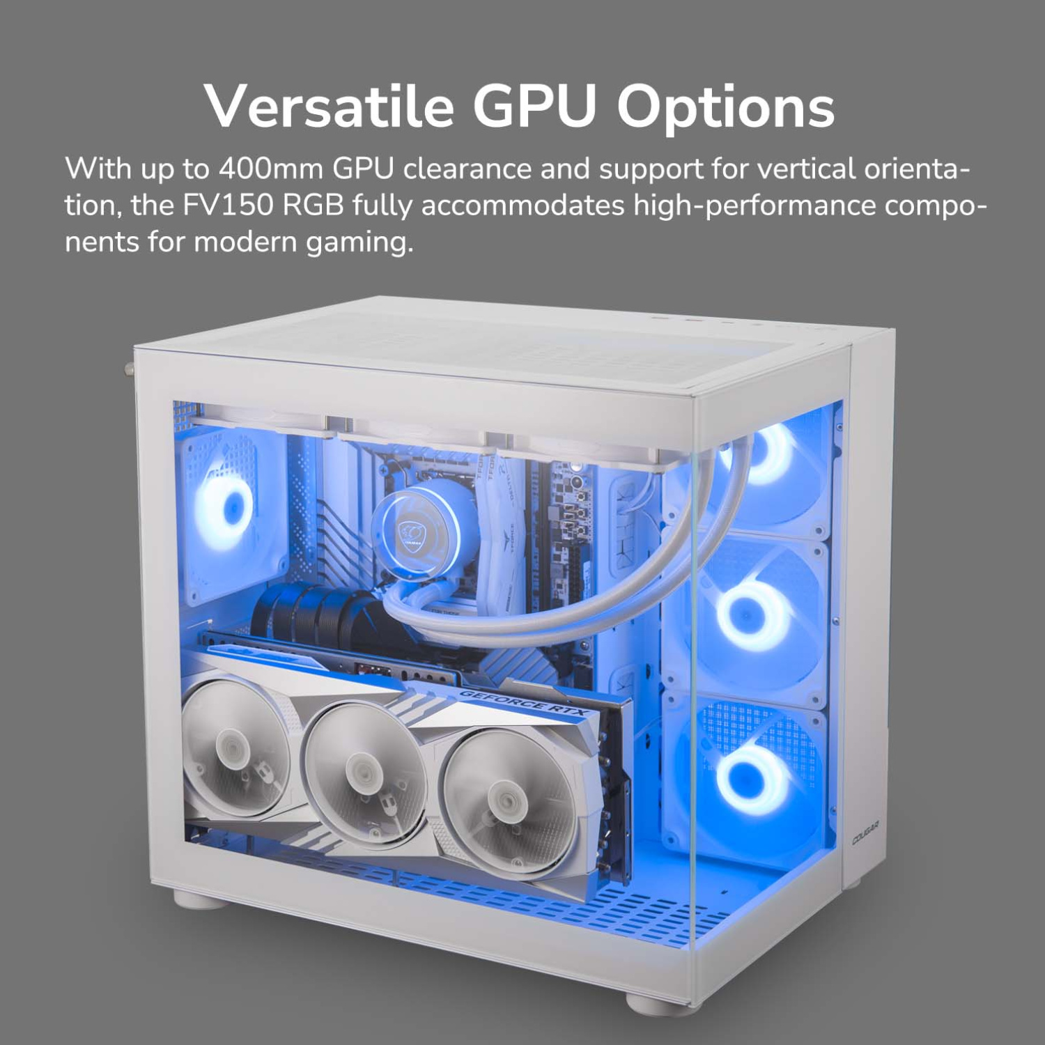 Componentes Cougar Gabinete FV150 RGB White Panorámico Mid Tower Dual Chamber ETCHILE Cougar Gabinete FV150 RGB White Panorámico Mid Tower Dual Chamber - Imagen 8