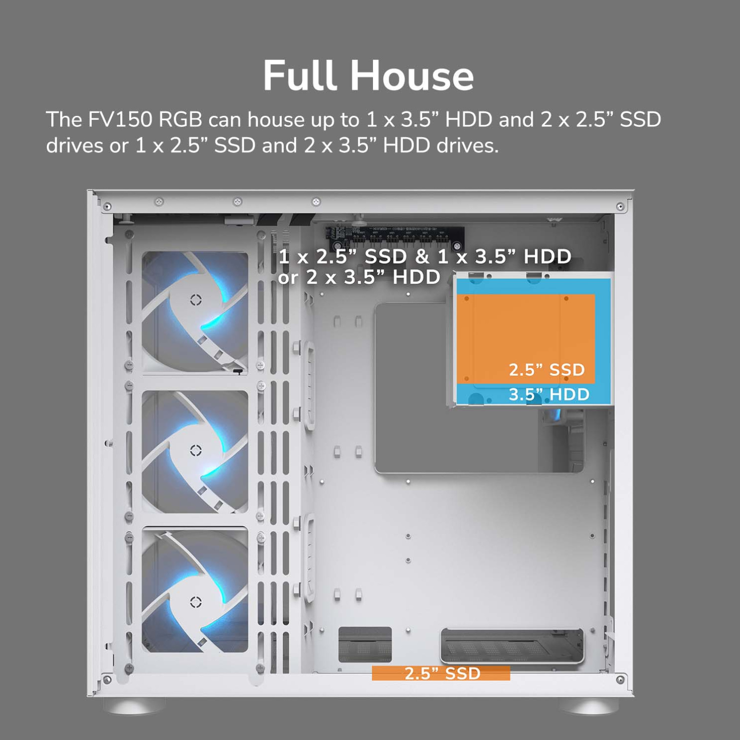Componentes Cougar Gabinete FV150 RGB White Panorámico Mid Tower Dual Chamber ETCHILE Cougar Gabinete FV150 RGB White Panorámico Mid Tower Dual Chamber - Imagen 4