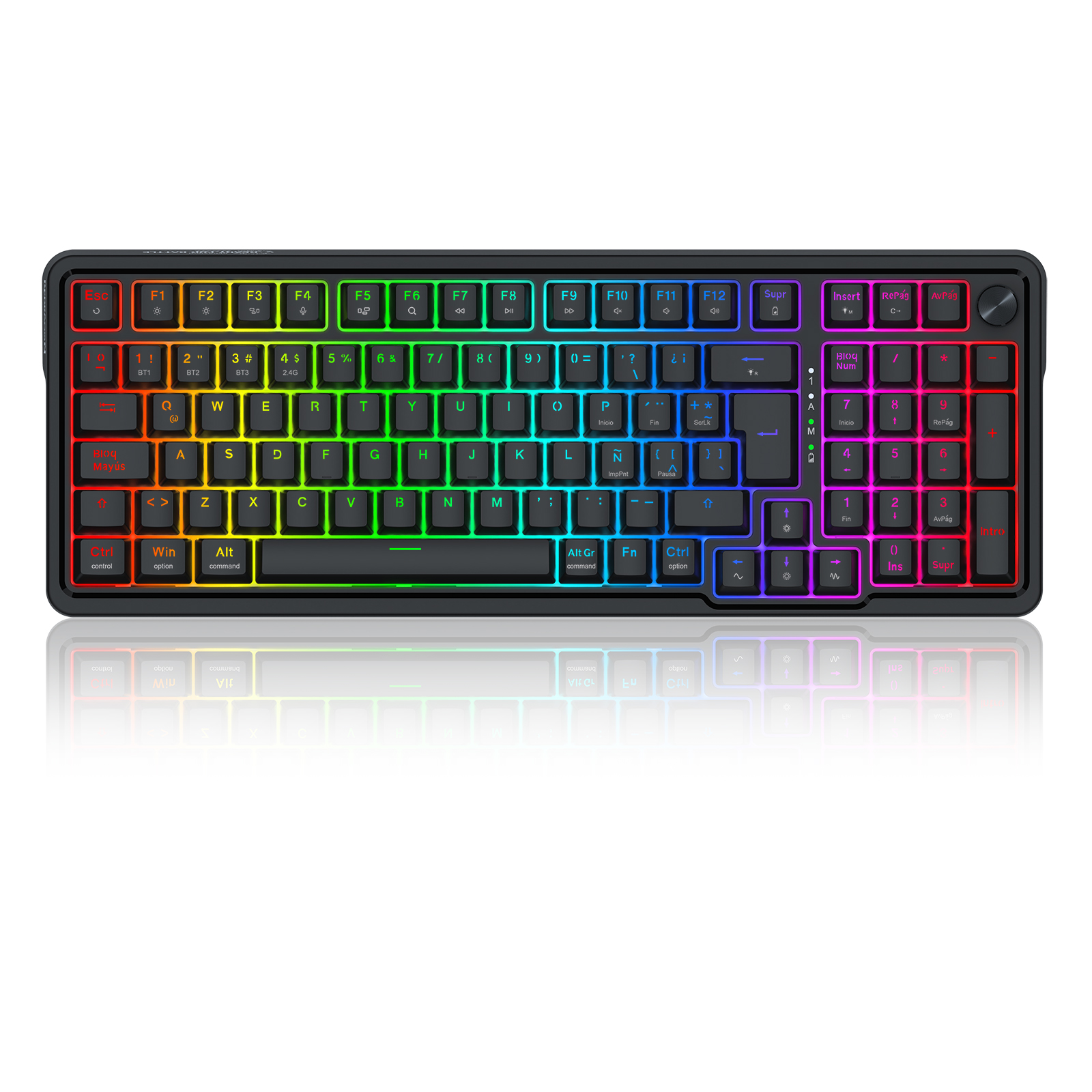 Redragon Teclado Mecánico EISA PRO K686RGB-PRO SP Black Español 3 Modos 96% 98 Teclas Gasket Wireless/BT/USB