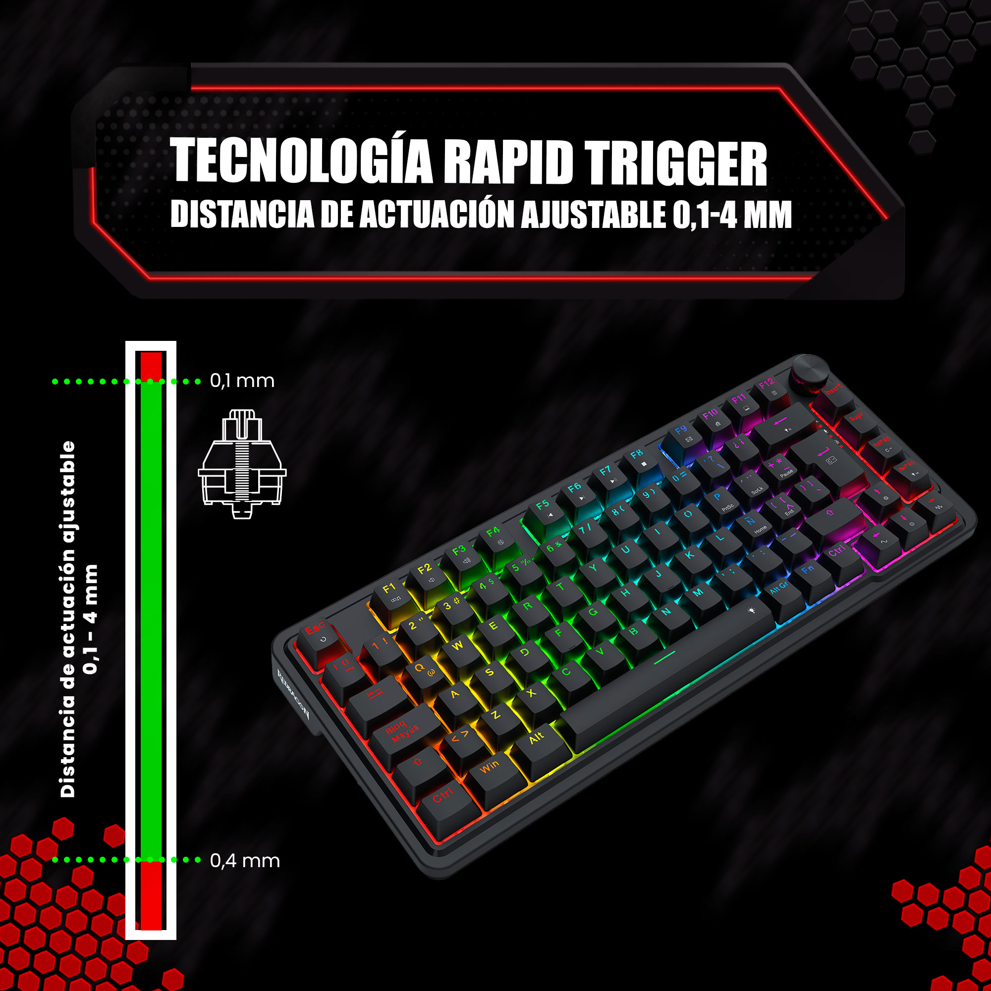 OFERTAS GAMER Redragon Teclado Magnético UCAL K673RGB-M BLACK Español Wired Magnetic ULTRAMAG EPIC Switch ETCHILE Redragon Teclado Magnético UCAL K673RGB-M BLACK Español Wired Magnetic ULTRAMAG EPIC Switch - Imagen 3