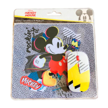 Disney KIT Mouse Óptico Inalámbrico y Mousepad Diseño Mickey Mouse 1