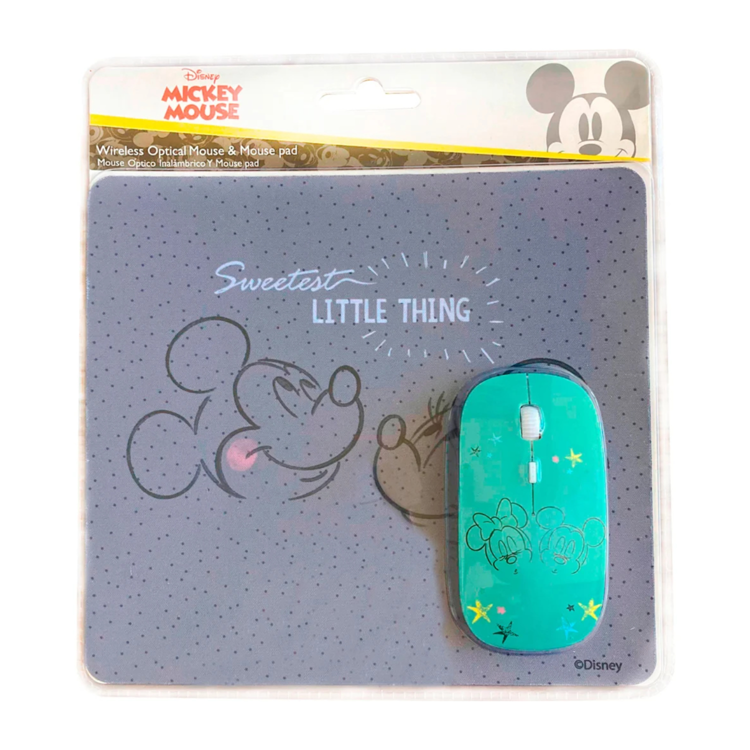 DISNEY KIT Mouse Óptico Inalámbrico y Mousepad Diseño Mickey Mouse 2