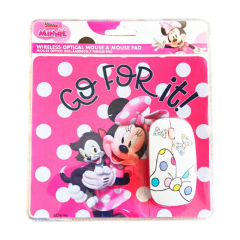 DISNEY KIT Mouse Óptico Inalámbrico y Mousepad Diseño Minnie Mouse 1