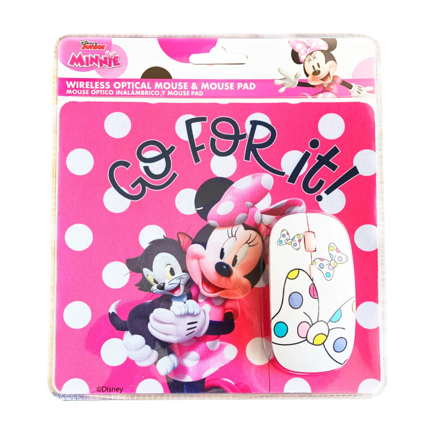 DISNEY KIT Mouse Óptico Inalámbrico y Mousepad Diseño Minnie Mouse 1