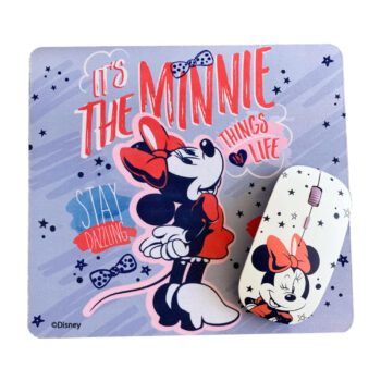 DISNEY KIT Mouse Óptico Inalámbrico y Mousepad Diseño Minnie Mouse 2