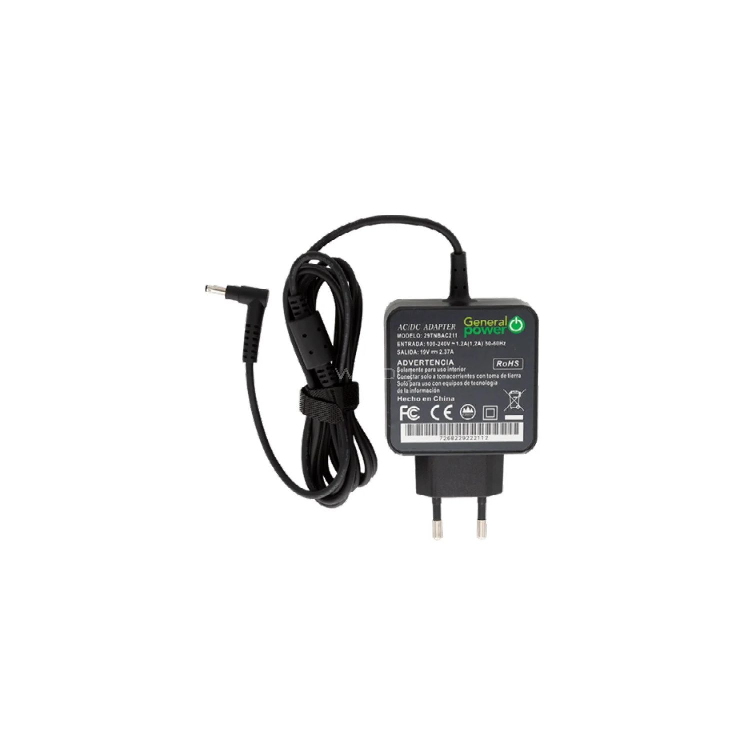 General Power Cargador para Notebook ACER 19V / 2.37A 45W Conector 3.0 / 1.0mm