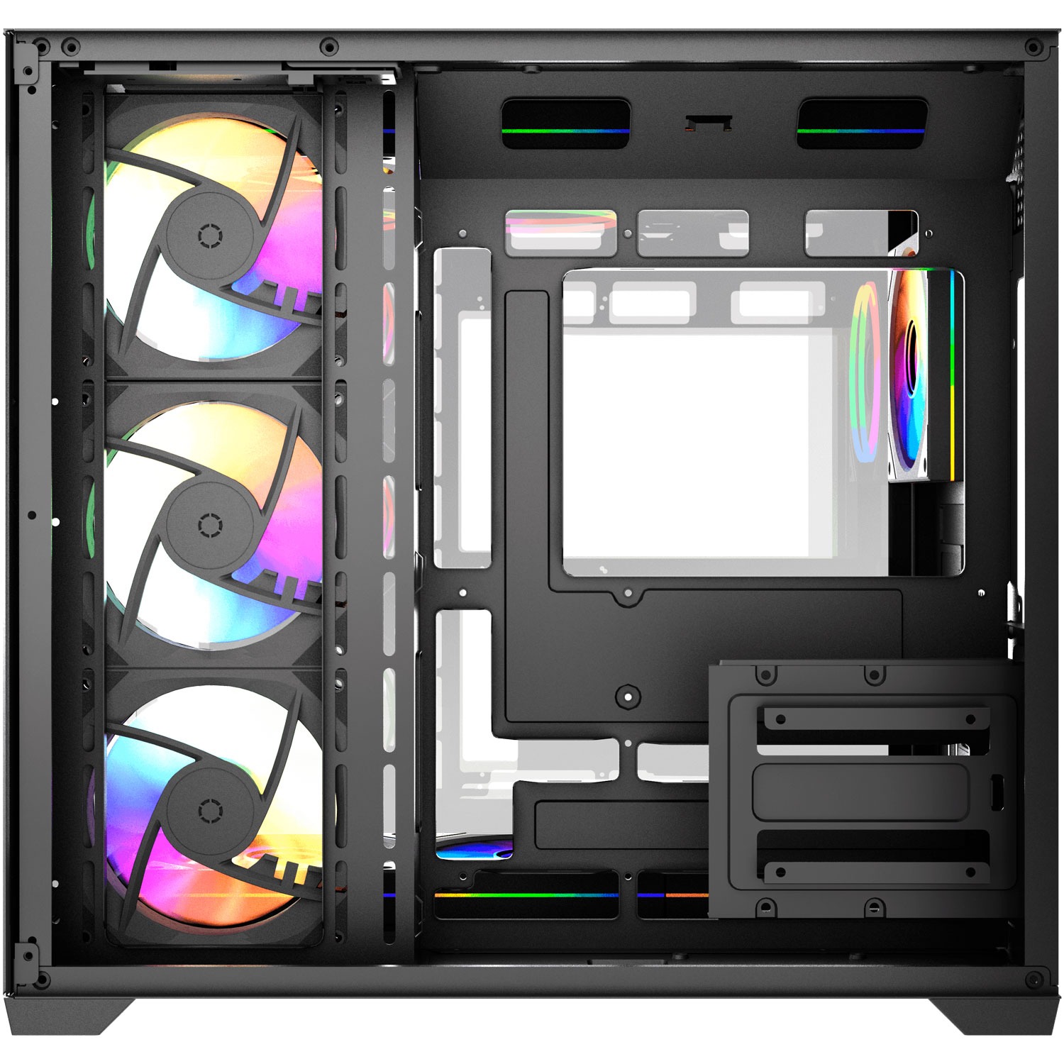 Black Build Fantech Gabinete Lumina X CG85X BLACK 6 Fans Panoramic View ETCHILE Fantech Gabinete Lumina X CG85X BLACK 6 Fans Panoramic View - Imagen 6