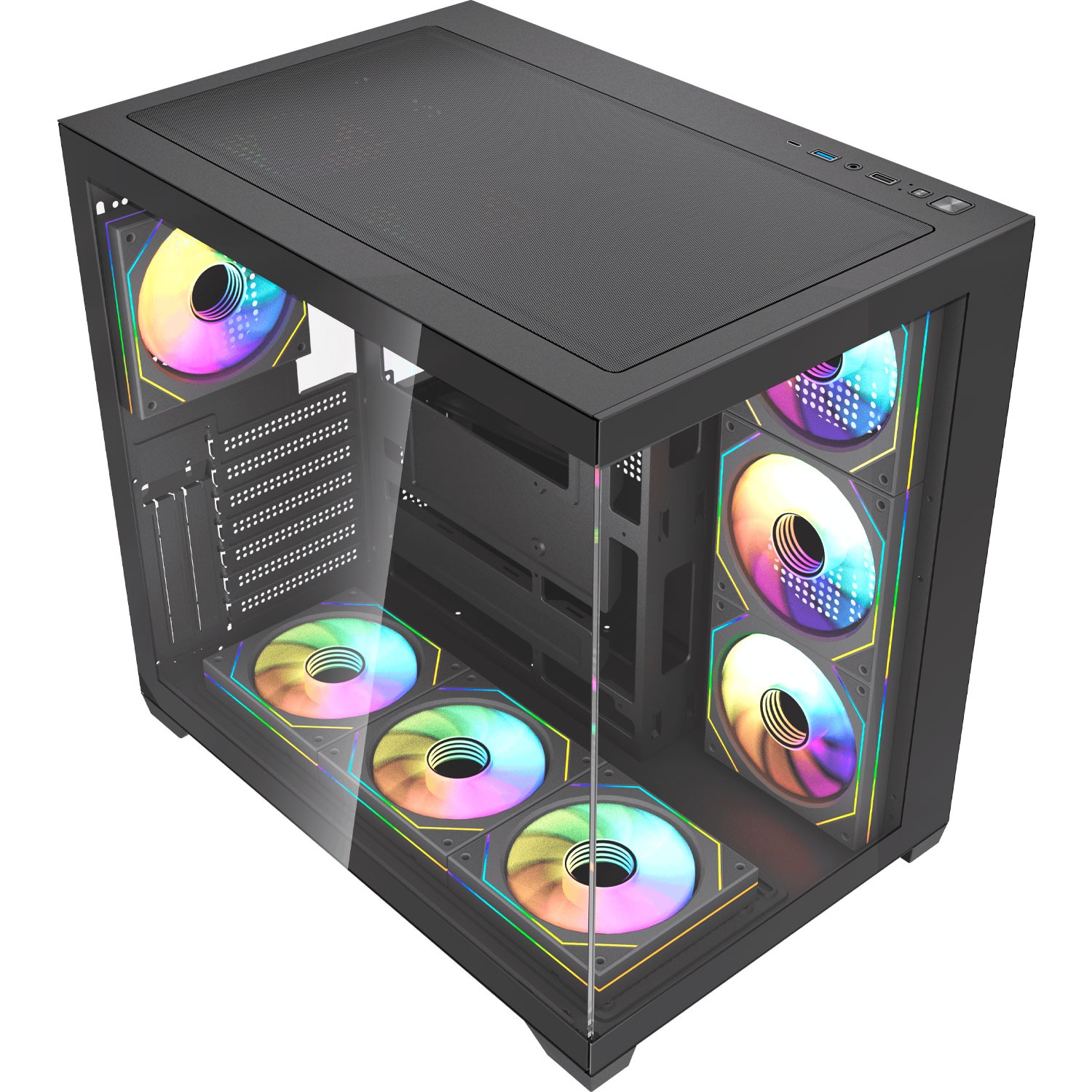 Black Build Fantech Gabinete Lumina X CG85X BLACK 6 Fans Panoramic View ETCHILE Fantech Gabinete Lumina X CG85X BLACK 6 Fans Panoramic View - Imagen 12