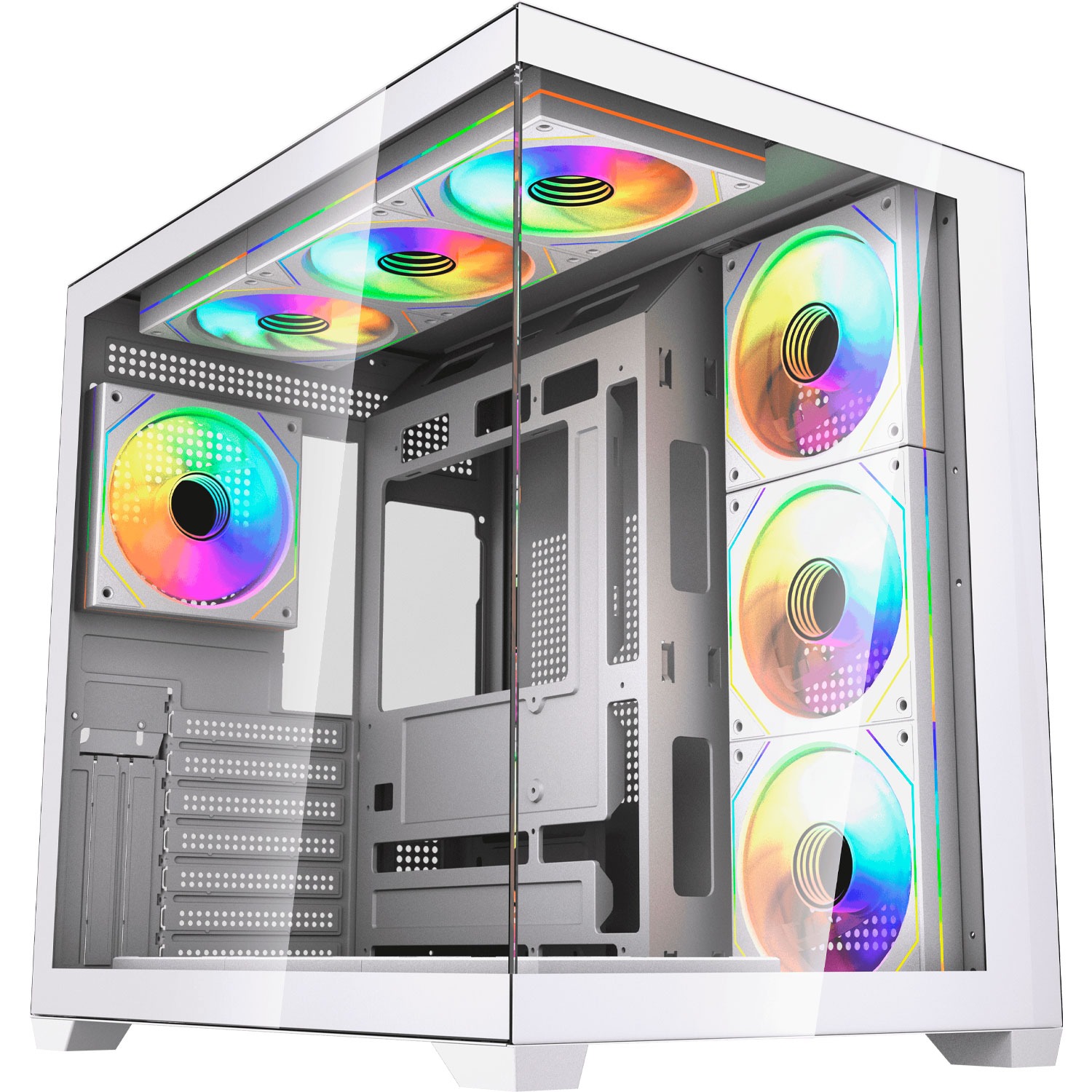 Fantech Gabinete Lumina X CG85X WHITE 6 Fans Panoramic View