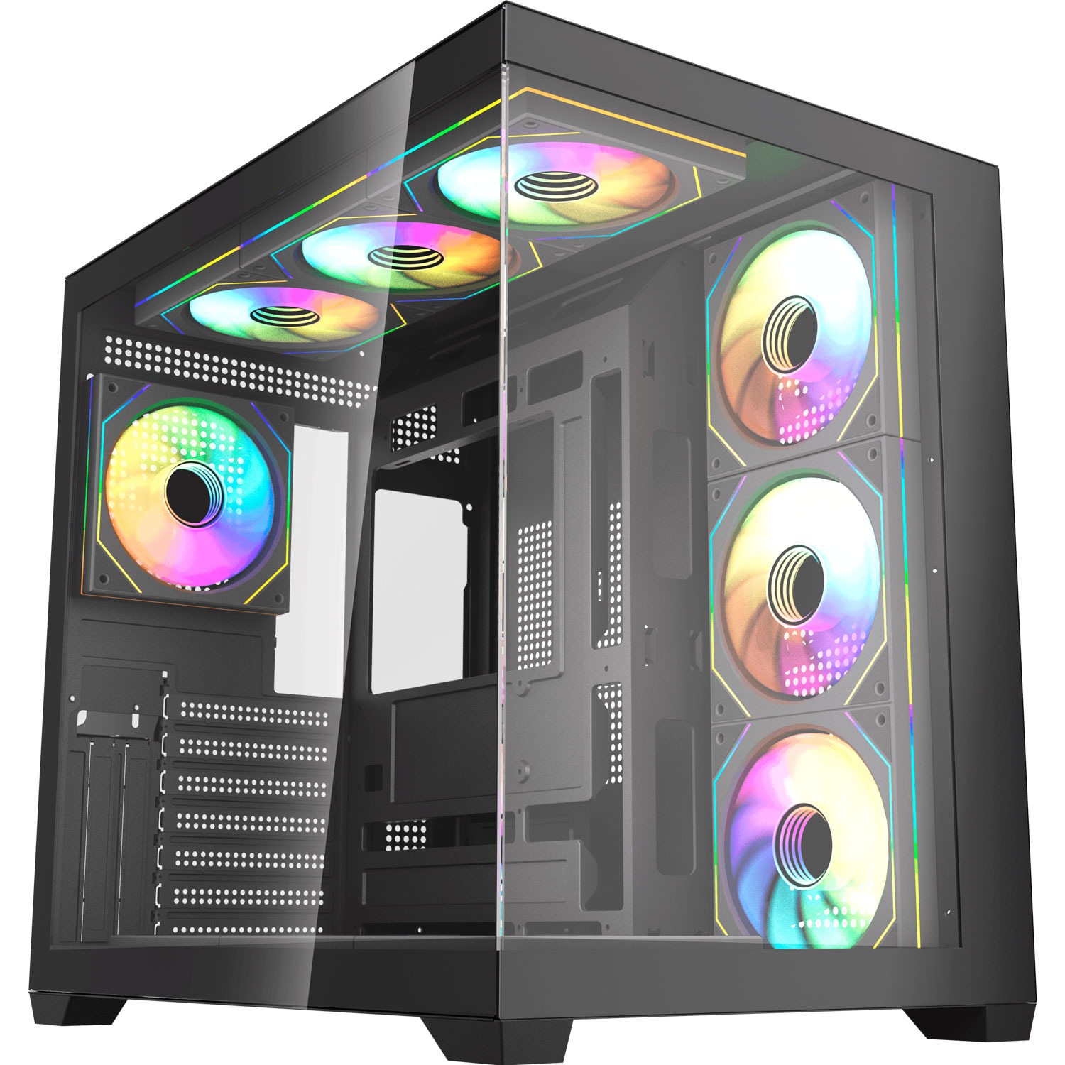 Fantech Gabinete Lumina X CG85X BLACK 6 Fans Panoramic View