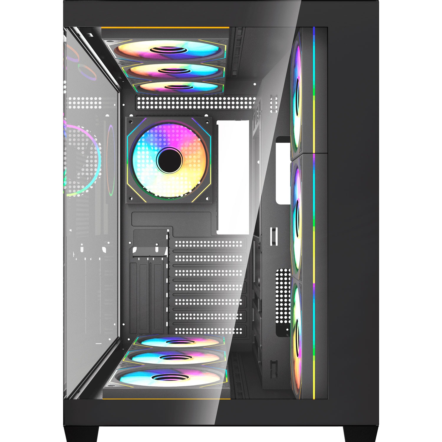 Black Build Fantech Gabinete Lumina X CG85X BLACK 6 Fans Panoramic View ETCHILE Fantech Gabinete Lumina X CG85X BLACK 6 Fans Panoramic View - Imagen 3