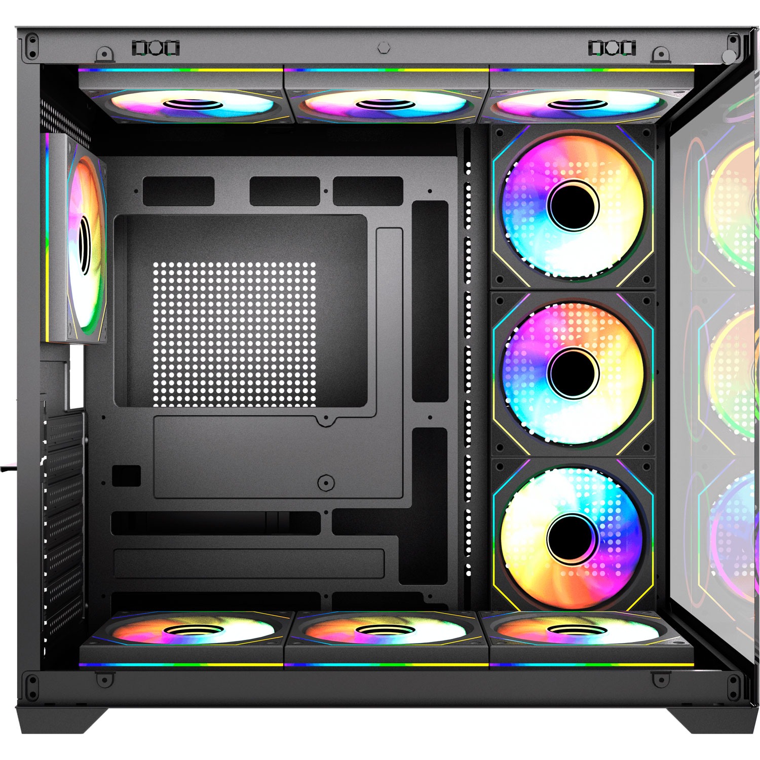 Black Build Fantech Gabinete Lumina X CG85X BLACK 6 Fans Panoramic View ETCHILE Fantech Gabinete Lumina X CG85X BLACK 6 Fans Panoramic View - Imagen 4
