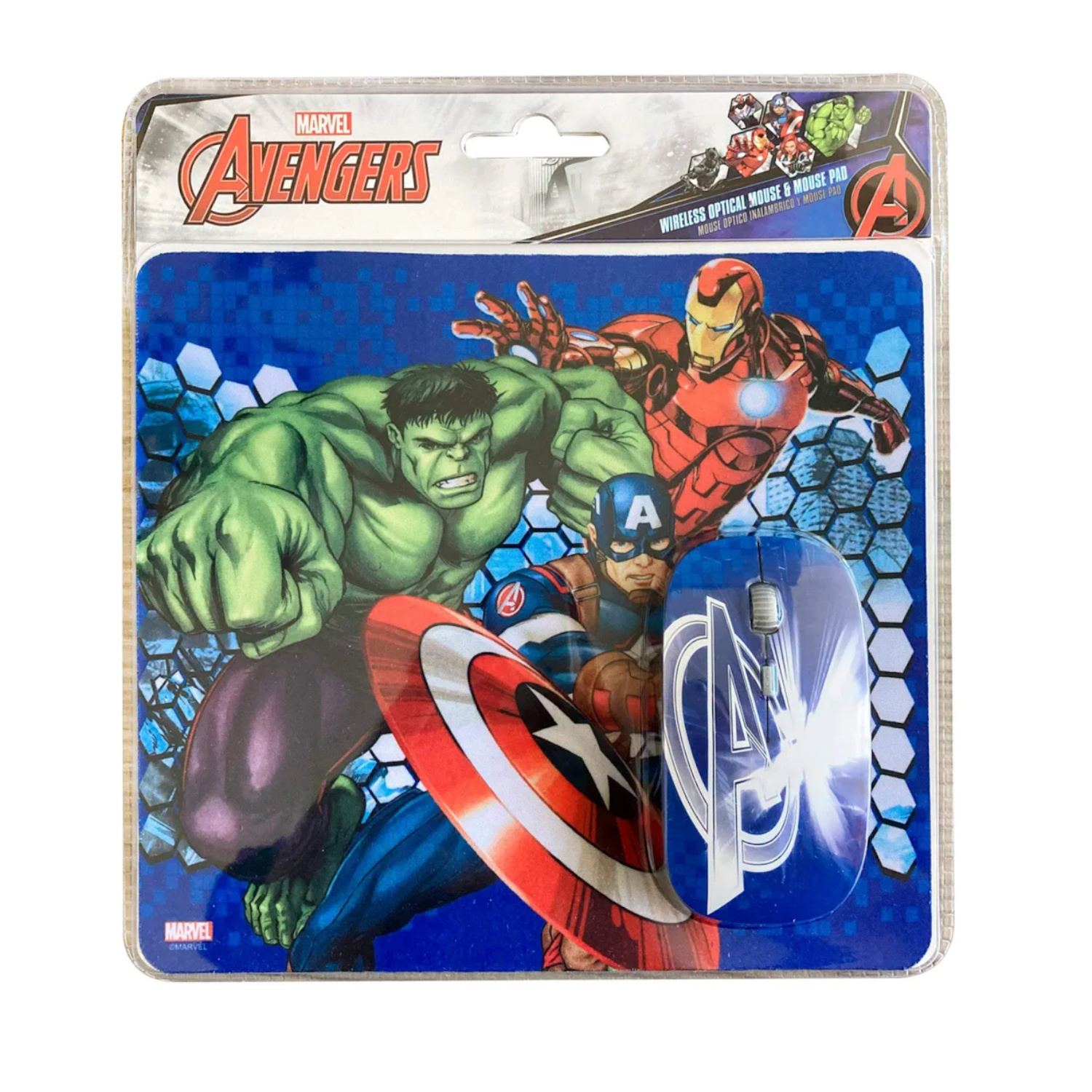 MARVEL KIT Mouse Óptico Inalámbrico y Mousepad Diseño Avengers 1