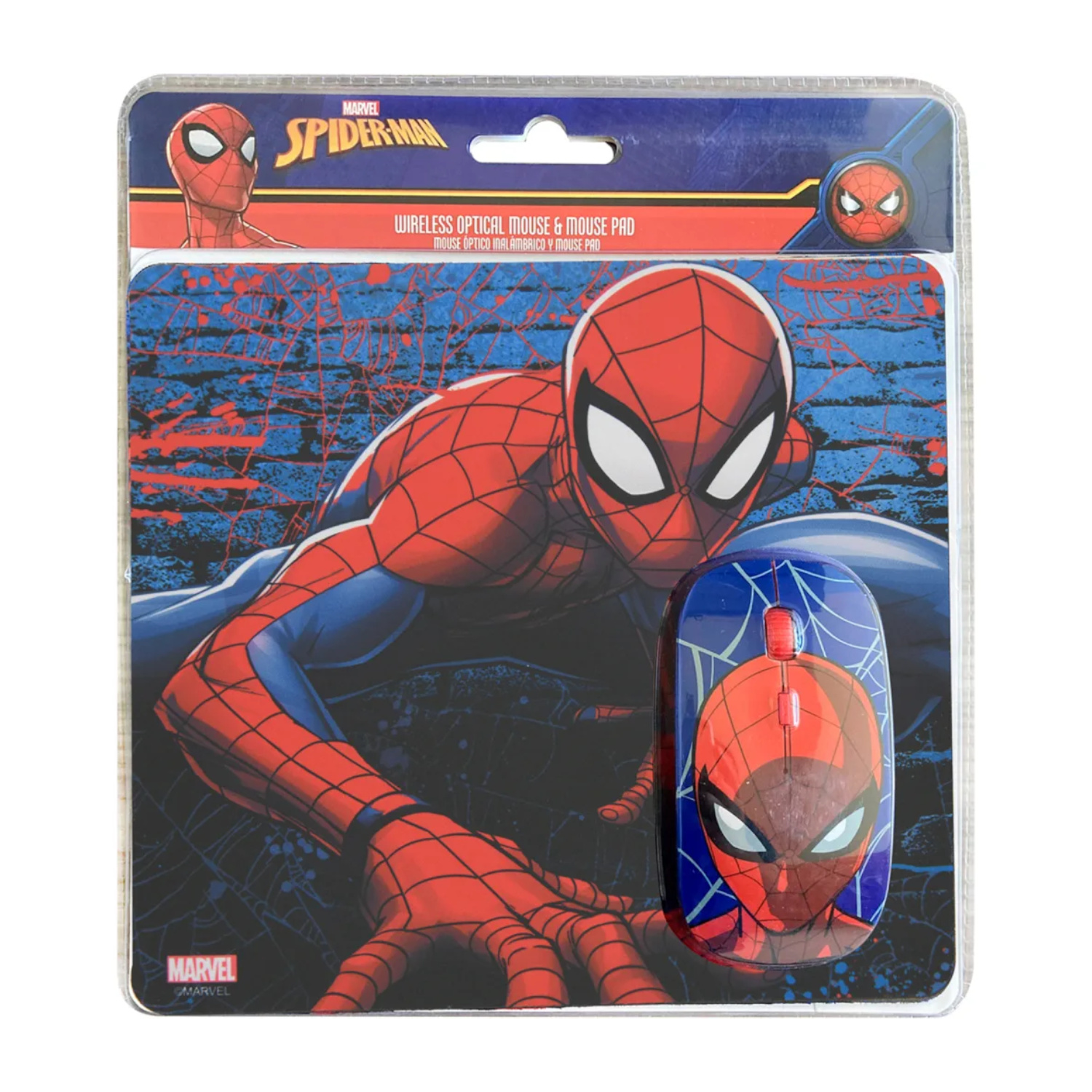 MARVEL KIT Mouse Óptico Inalámbrico y Mousepad Diseño SPIDERMAN 2