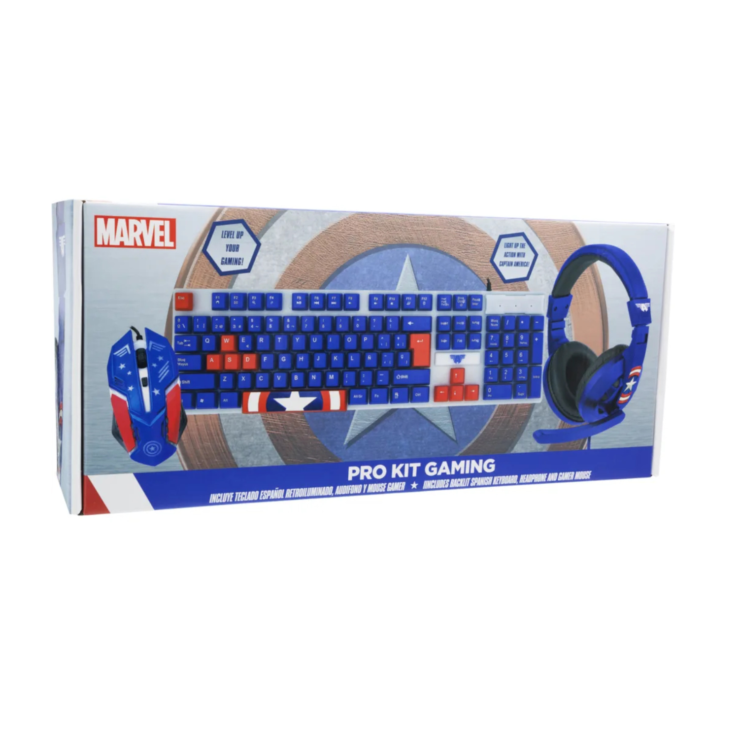 MARVEL Kit Combo Teclado/Mouse/Audífonos Captain America 3 in 1
