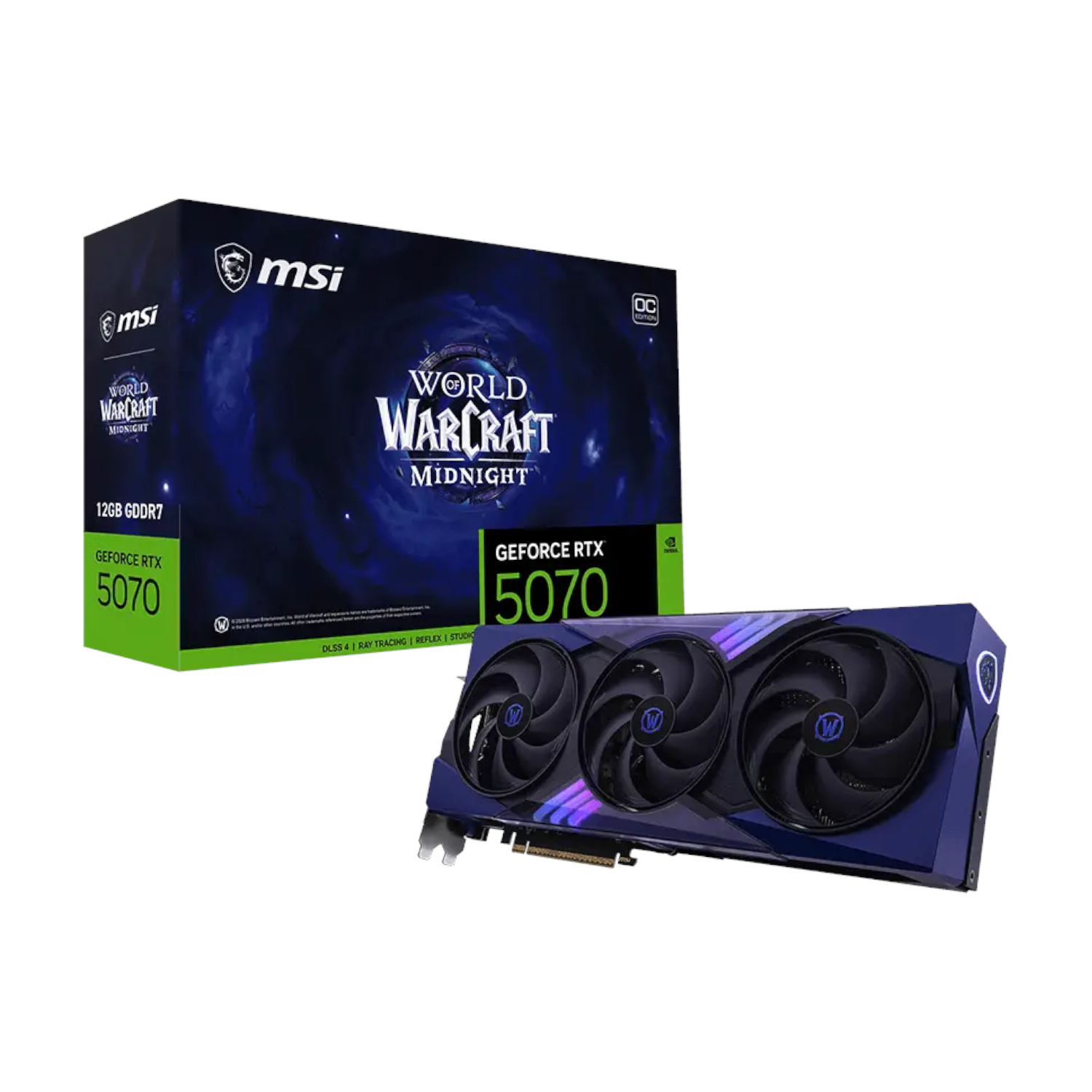 MSI Tarjeta de Video GPU RTX 5070 12GB World of Warcraft® MIDNIGHT VOID EDITION OC