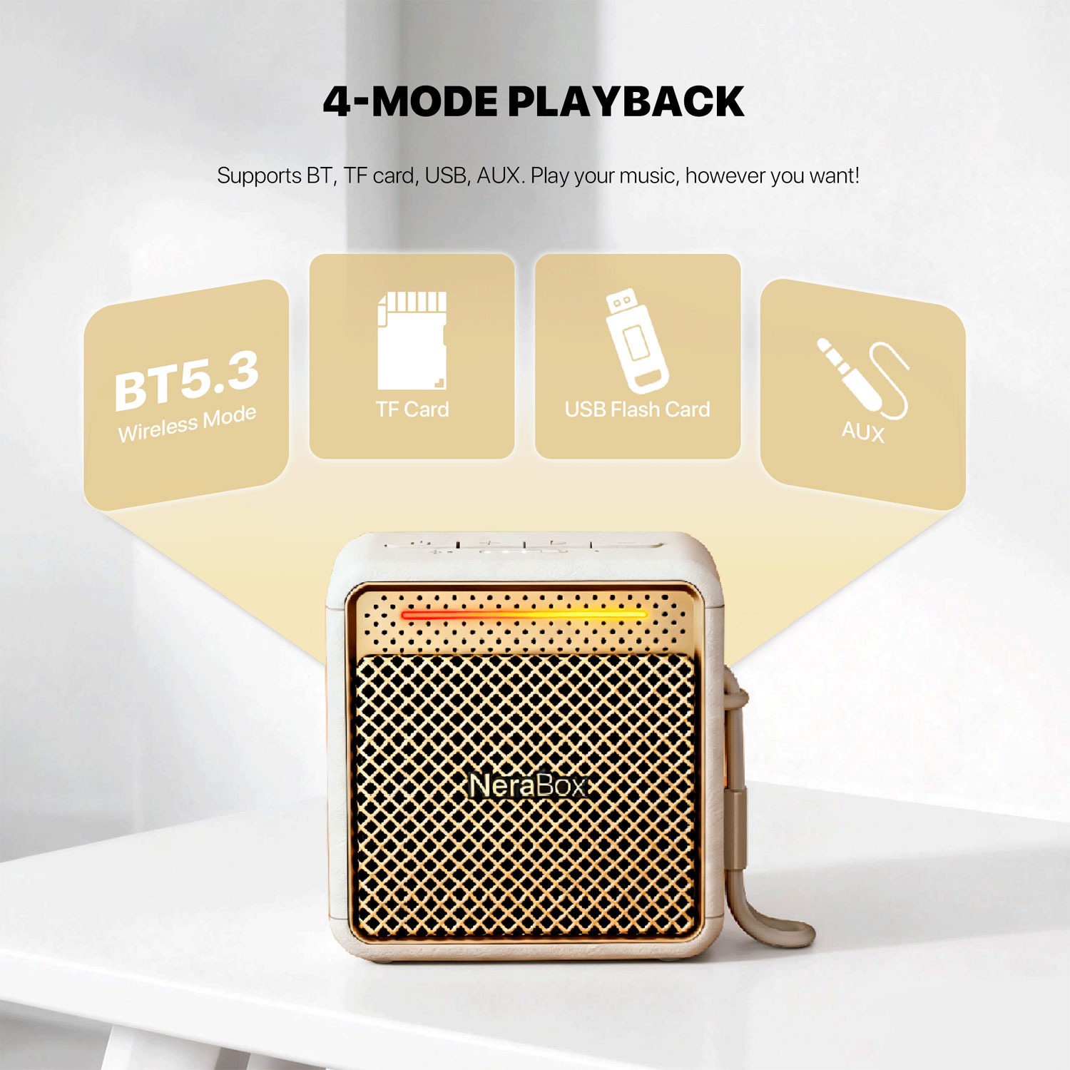 Accesorios Bluetooth Fantech Parlante Bluetooth NeraBox BS164 Portable Speaker Beige 10W 4 Modos Conexión TWS Mode ETCHILE Fantech Parlante Bluetooth NeraBox BS164 Portable Speaker Beige 10W 4 Modos Conexión TWS Mode - Imagen 12