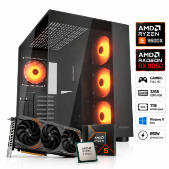 PC Gamer ETCHILE PHANTOM RX AMD Ryzen AM5 9600X Radeon RX 9050 8GB 32GB DDR5 1TB NVMe RGB 650W W11 PRO