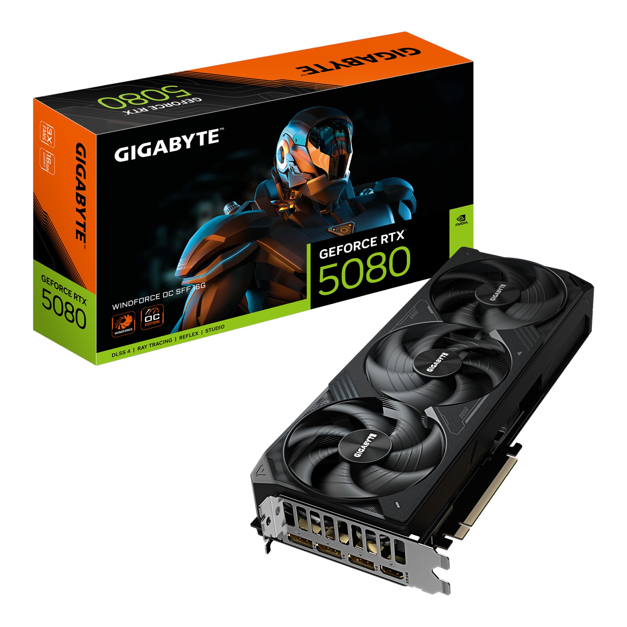 Gigabyte Tarjeta de Video GPU GeForce RTX 5080 WINDFORCE OC SFF 16GB GDDR7 DLSS 4 PCIe 5.0 GV-N5080WF3OC-16GD