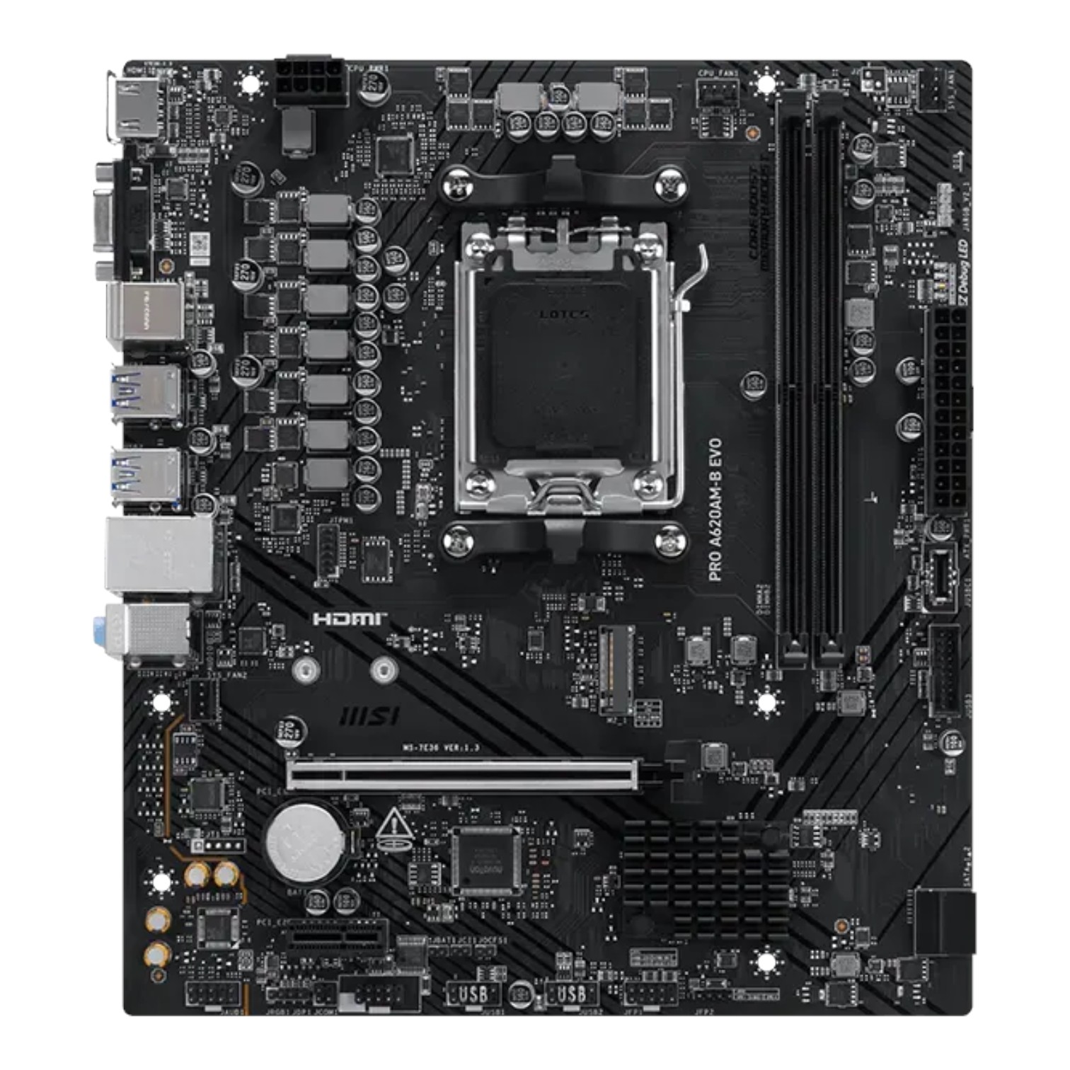 AMD MSI Placa Madre PRO A620AM-B EVO DDR5 AM5 RYZEN Series 7000/8000/9000 Ready ETCHILE MSI Placa Madre PRO A620AM-B EVO DDR5 AM5 RYZEN Series 7000/8000/9000 Ready - Imagen 2