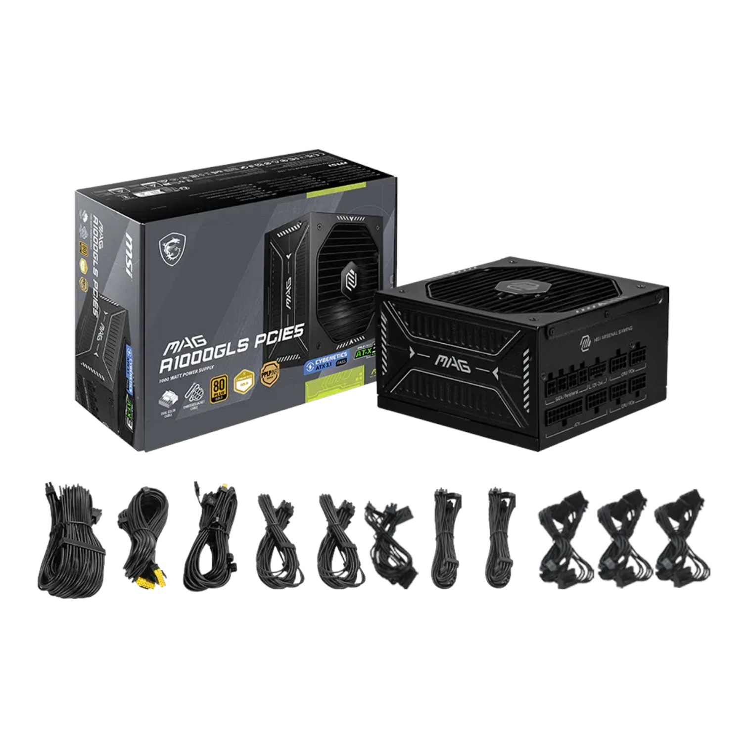 MSI Fuente de Poder MAG A1000GLS PCIE5 1000W 80 PLUS Gold ATX 3.1 PCIe 5.1 Modular