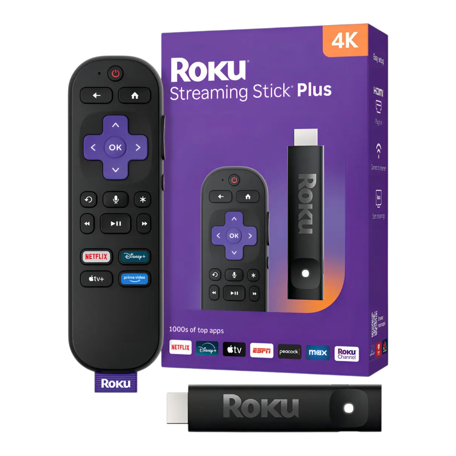 ROKU Streaming Stick PLUS Adaptador para Conversion de TV a SmartTV HDMI 4K HDR